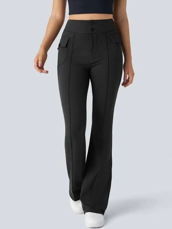 HALARA Pants - Halara High Waisted Side Flap Pocket Flare Cargo Pants Sz M